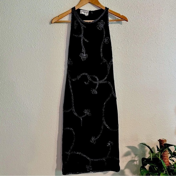 JMD 90s Vintage Beaded High Neck Midi Dress - Picture 1 of 11